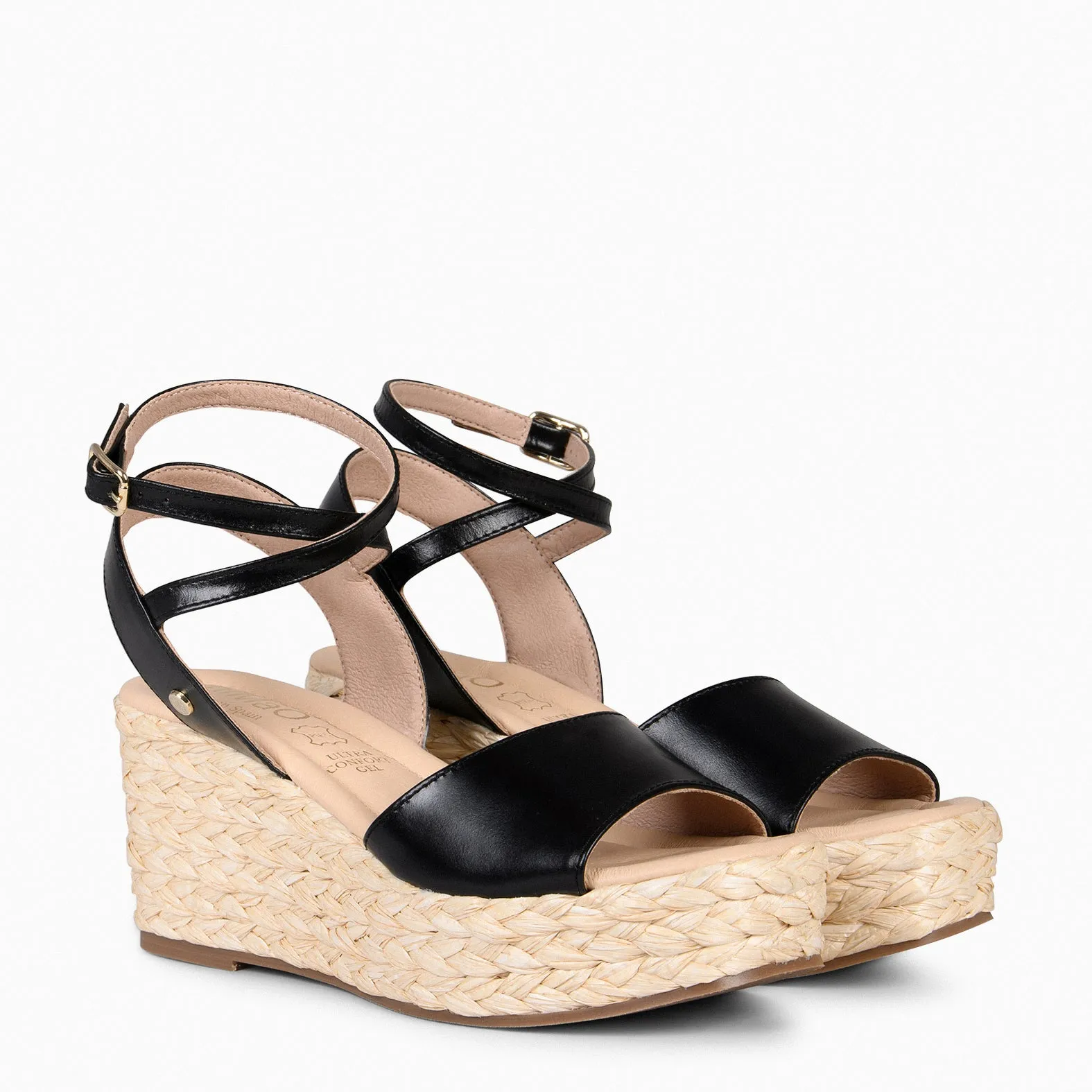 SINTRA – Sandalias de cuña y plataforma NEGRO
