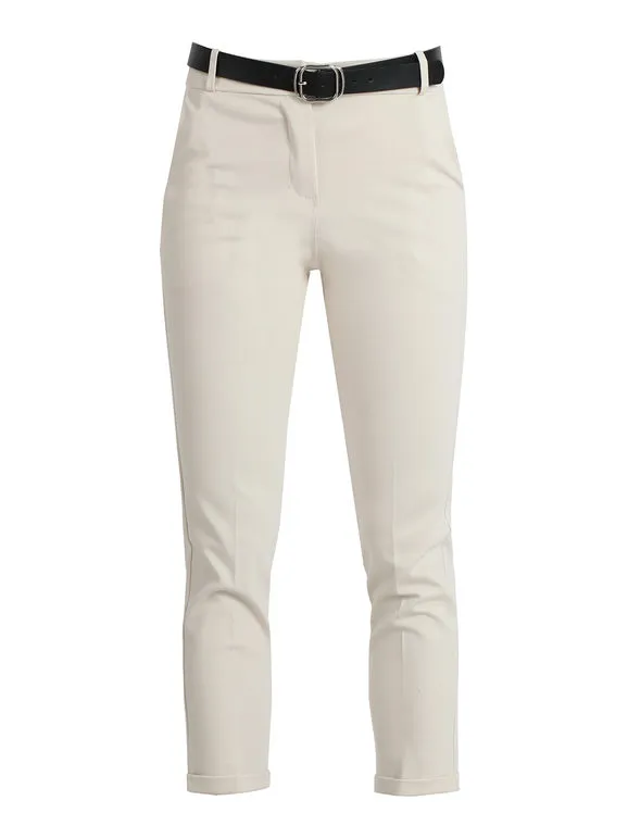 Solada Pantalón cropped de mujer con cinturón.