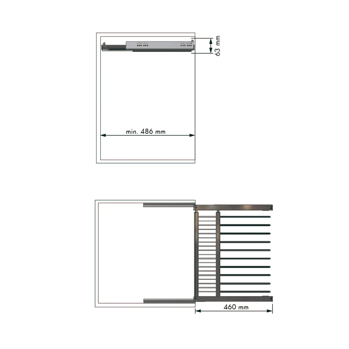 Soporte pantalonero Cromo Mate extraíble de fijación lateral con bandeja para accesorios