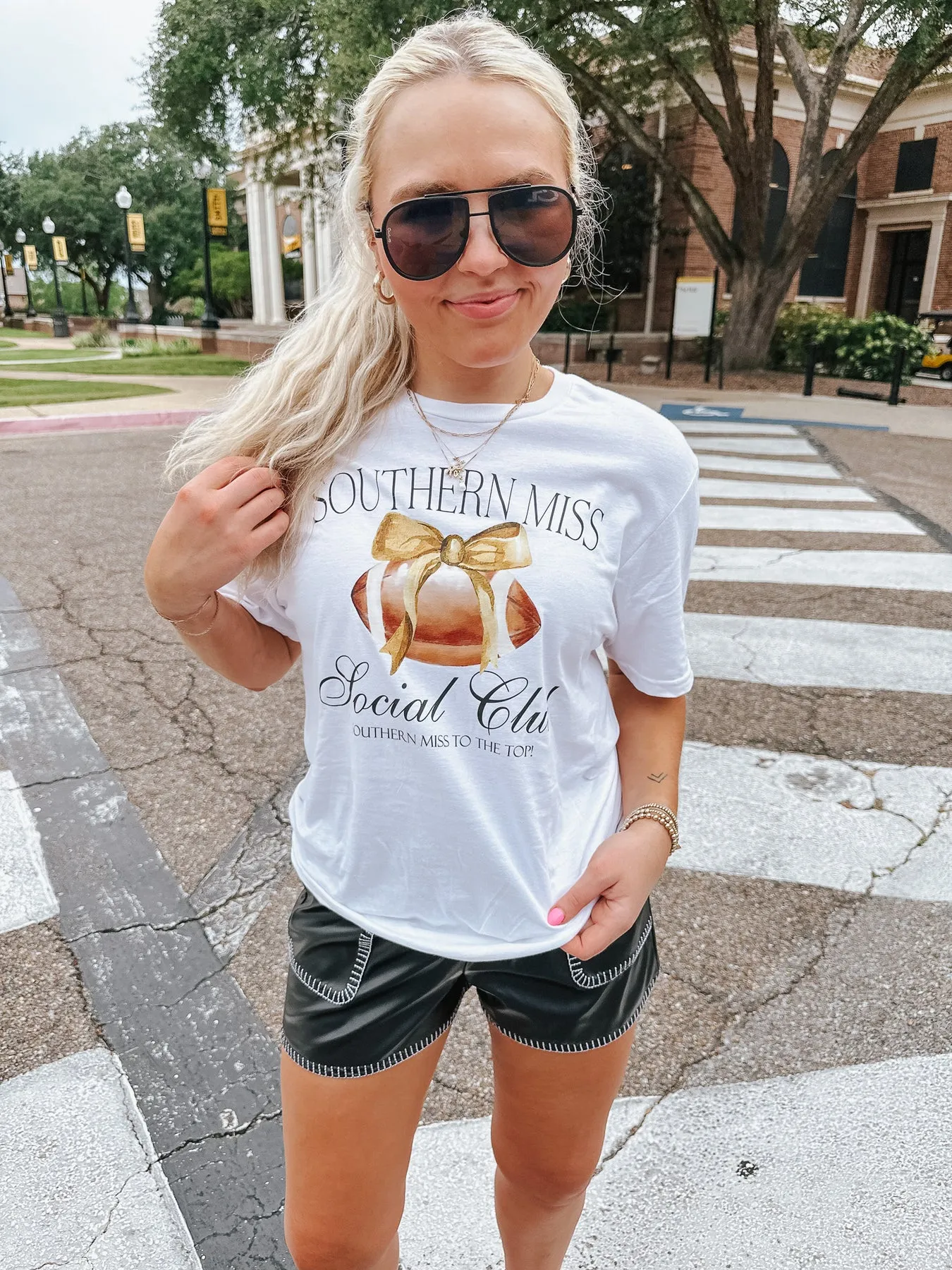 SOUTHERN MISS SOCIAL CLUB TEE IN WHITE