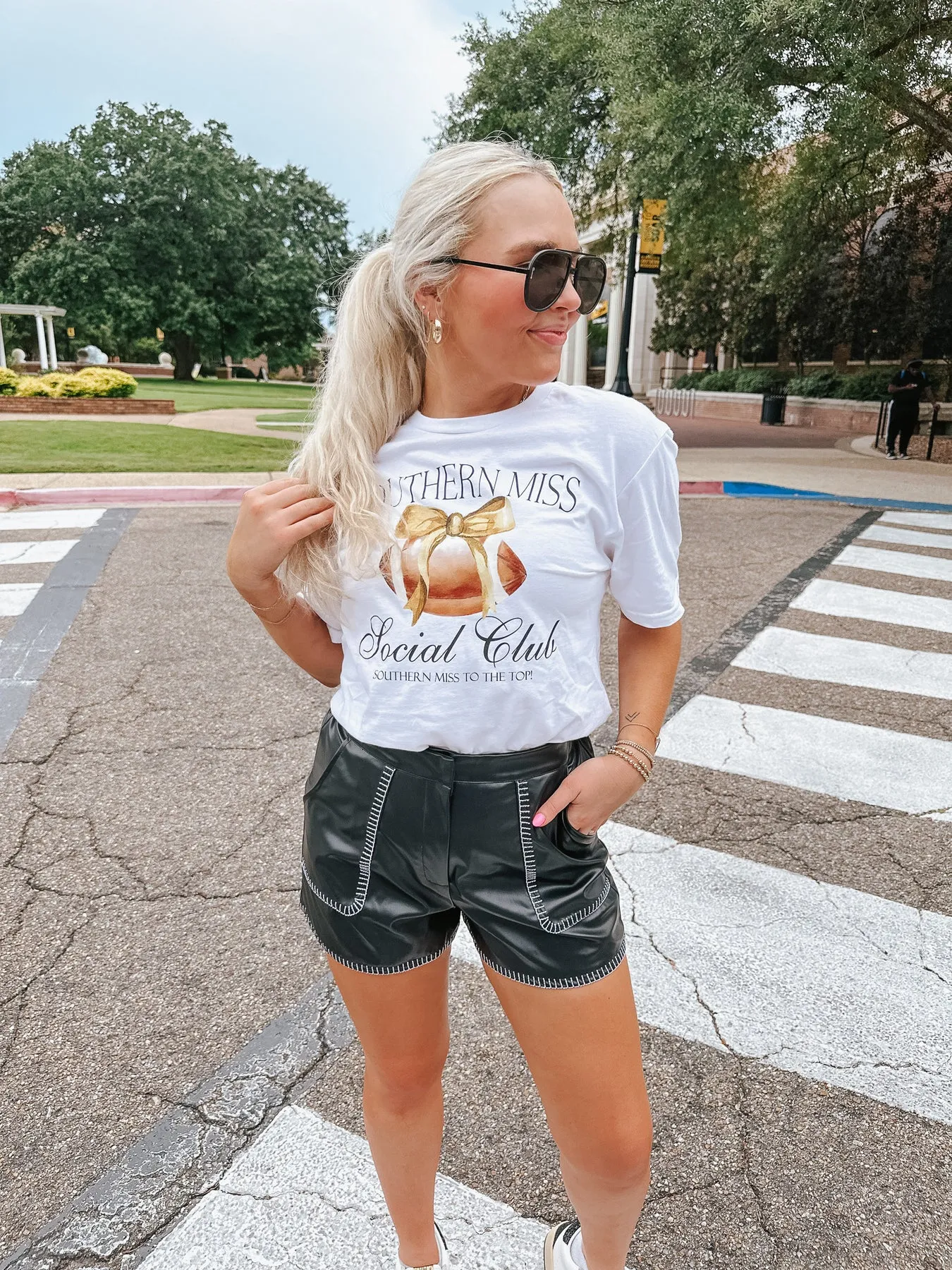 SOUTHERN MISS SOCIAL CLUB TEE IN WHITE