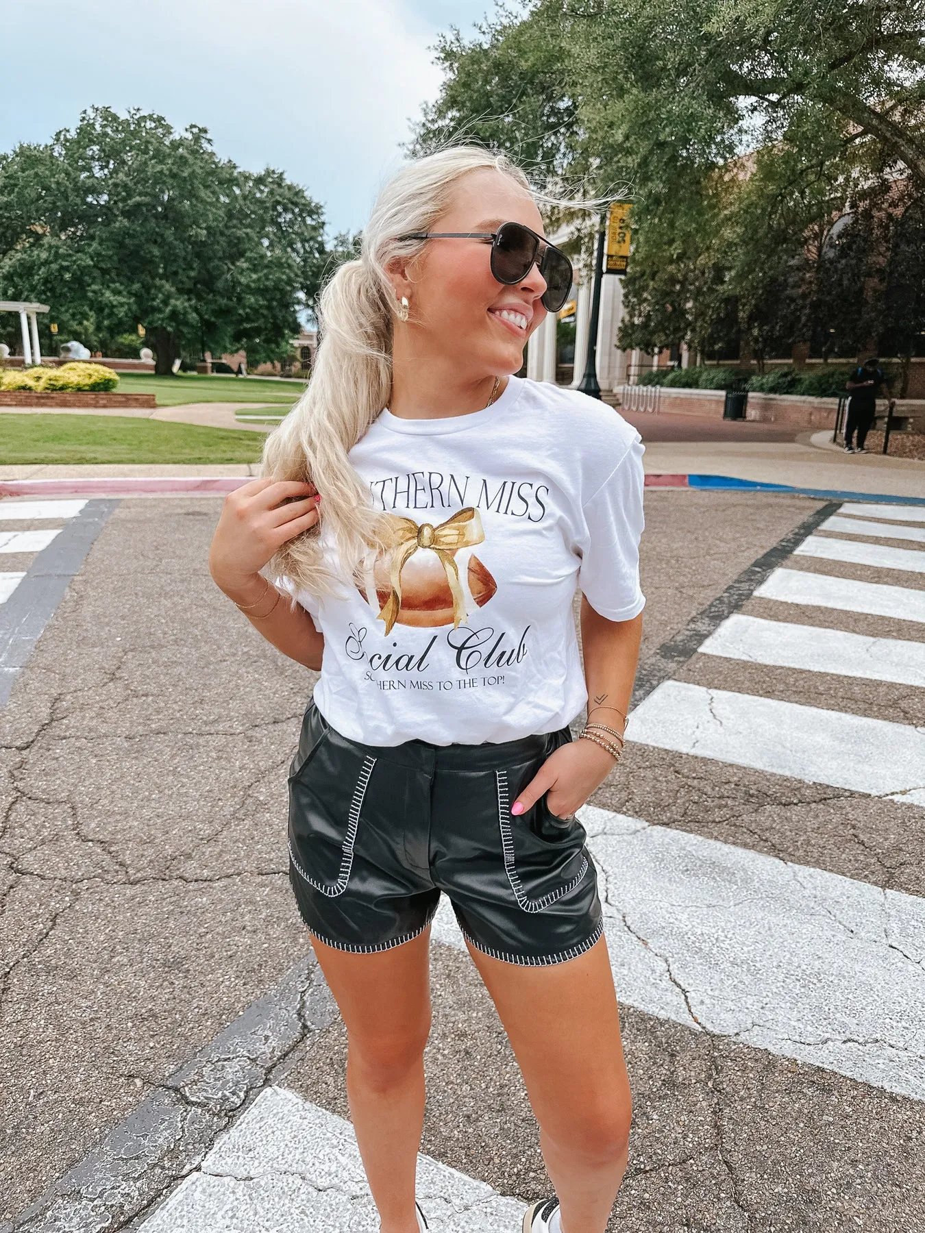 SOUTHERN MISS SOCIAL CLUB TEE IN WHITE