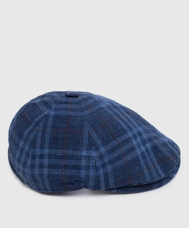 Stefano Ricci Checked wool, silk and linen baby cap