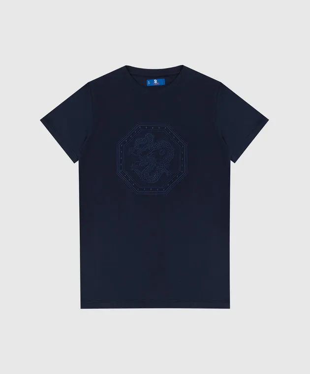 STEFANO RICCI CHILDREN'S DARK BLUE TSHIRT WITH EMBROIDERY