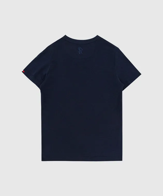 STEFANO RICCI CHILDREN'S DARK BLUE TSHIRT WITH EMBROIDERY