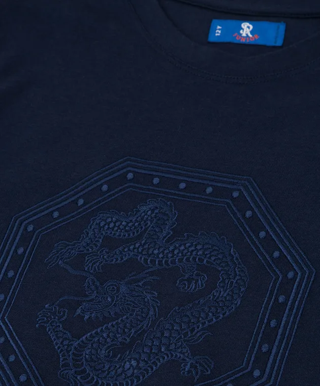STEFANO RICCI CHILDREN'S DARK BLUE TSHIRT WITH EMBROIDERY