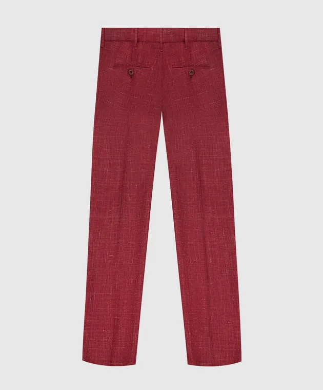 Stefano Ricci Children's red pants made of wool, silk and linen