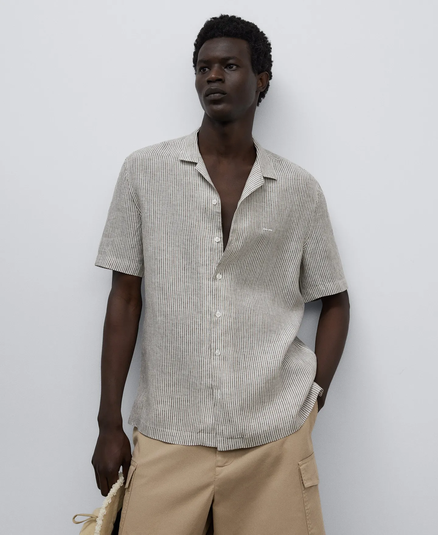 Striped linen shirt man