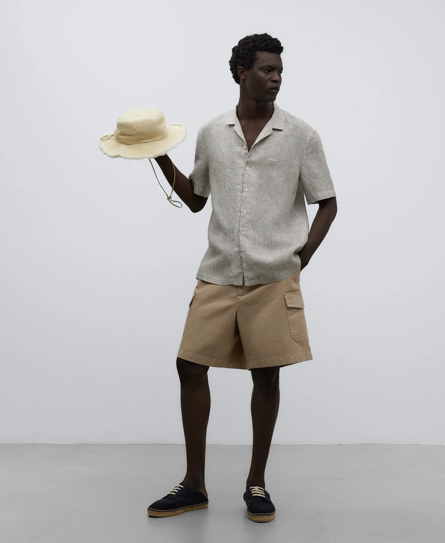 Striped linen shirt man