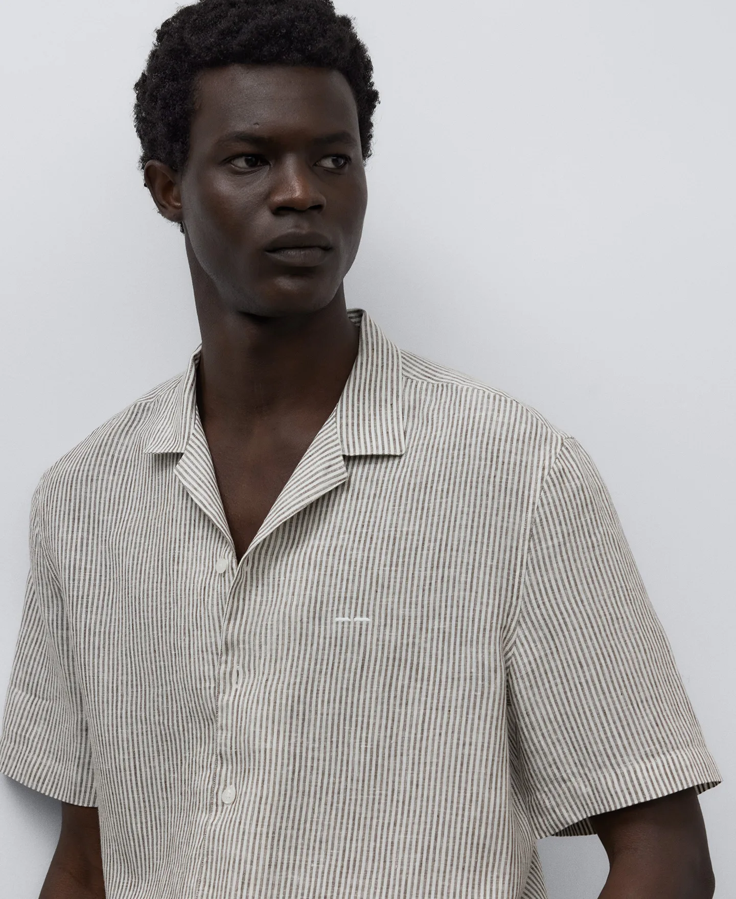 Striped linen shirt man