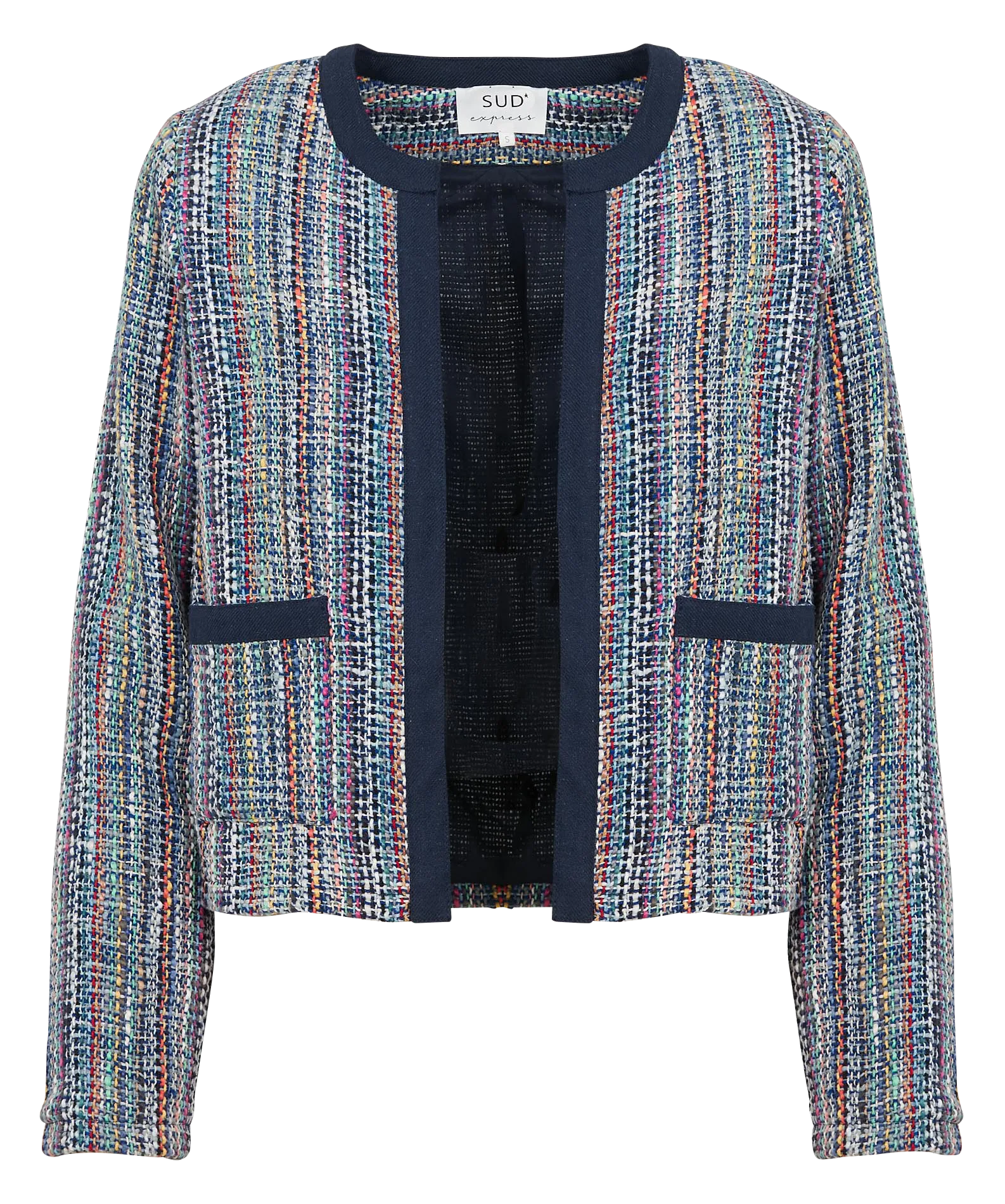SUD EXPRESS VAHALA  CHAQUETA CORTA DE TWEED EN AZUL