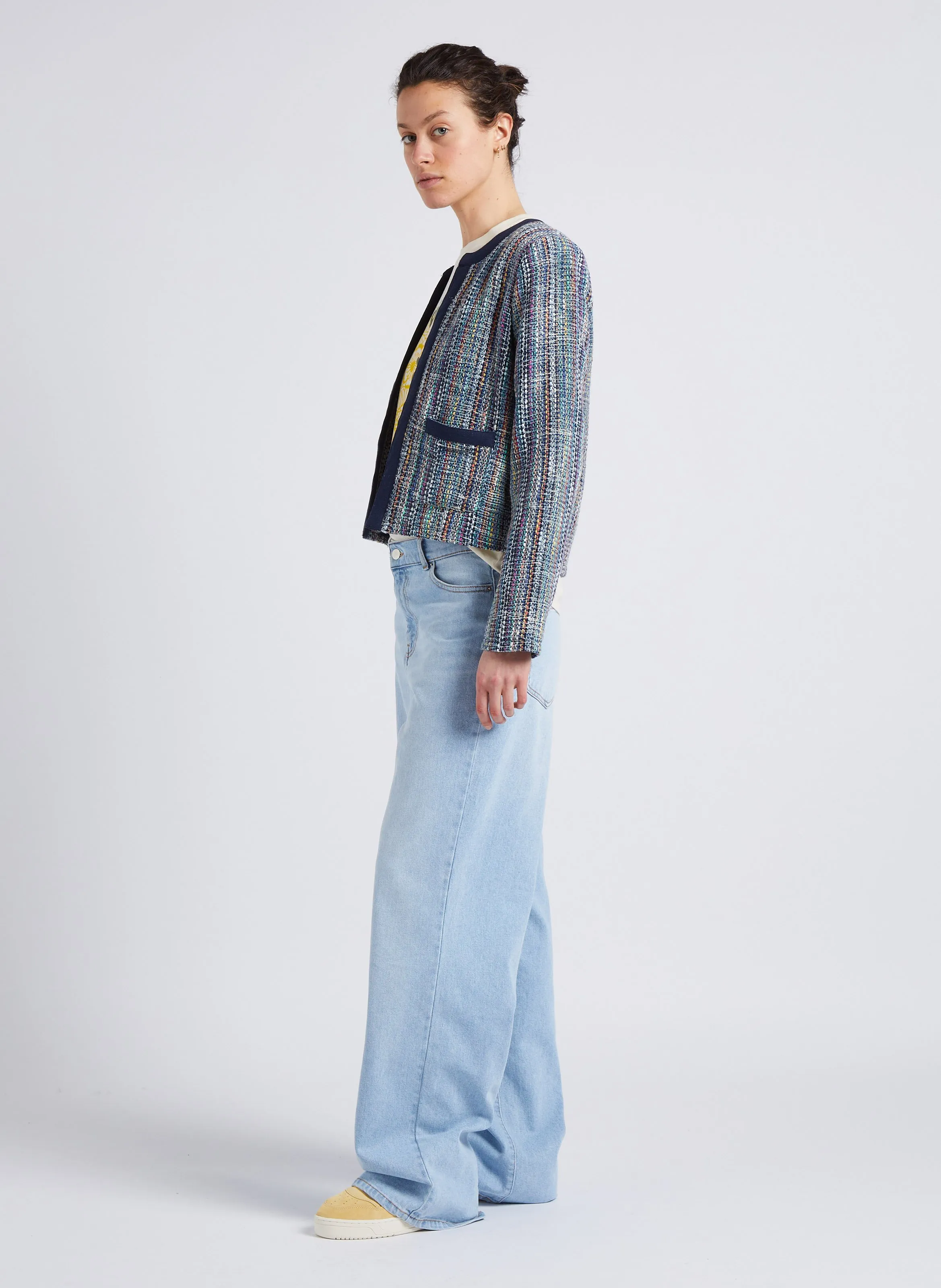 SUD EXPRESS VAHALA  CHAQUETA CORTA DE TWEED EN AZUL