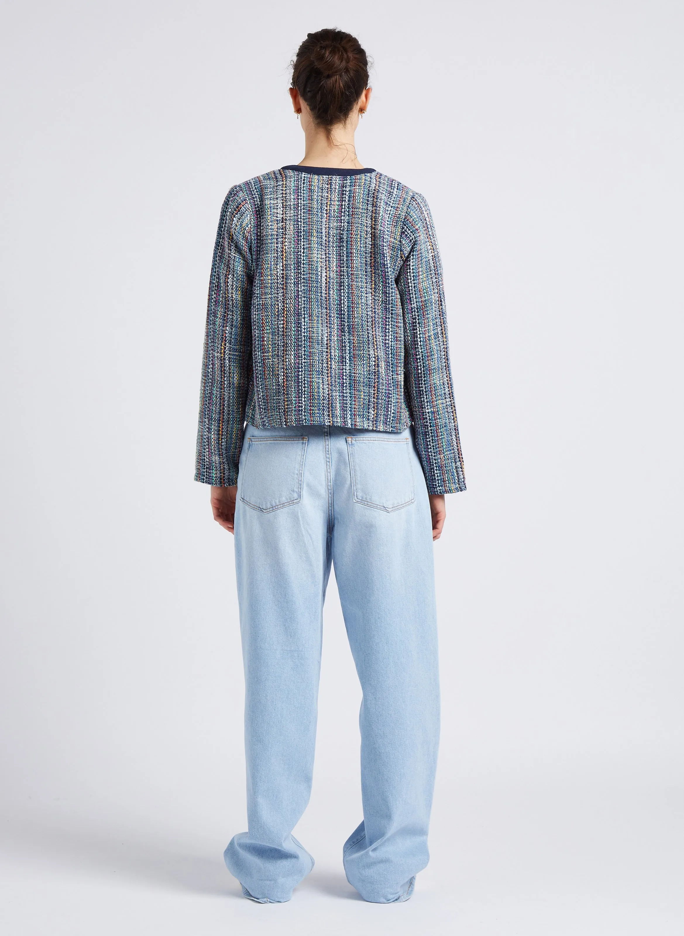 SUD EXPRESS VAHALA  CHAQUETA CORTA DE TWEED EN AZUL
