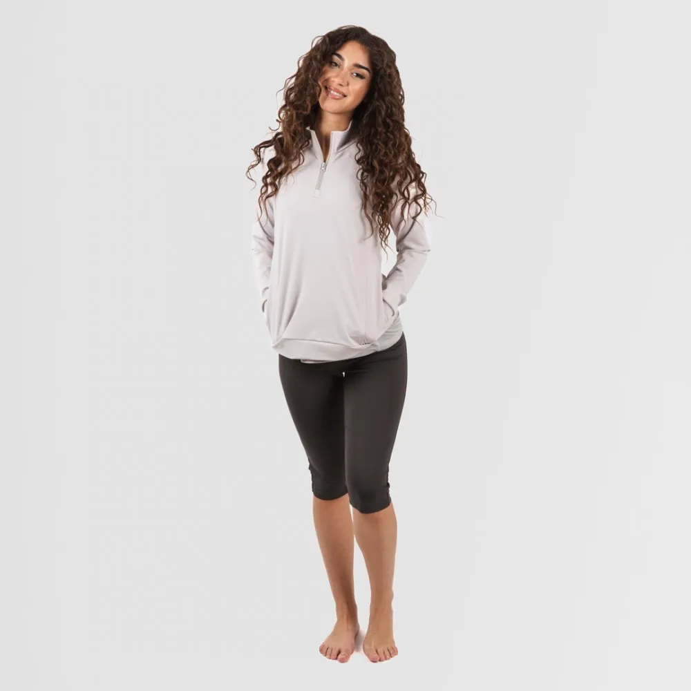 Sudadera deportiva mujer con cremallera y bolsillo perla