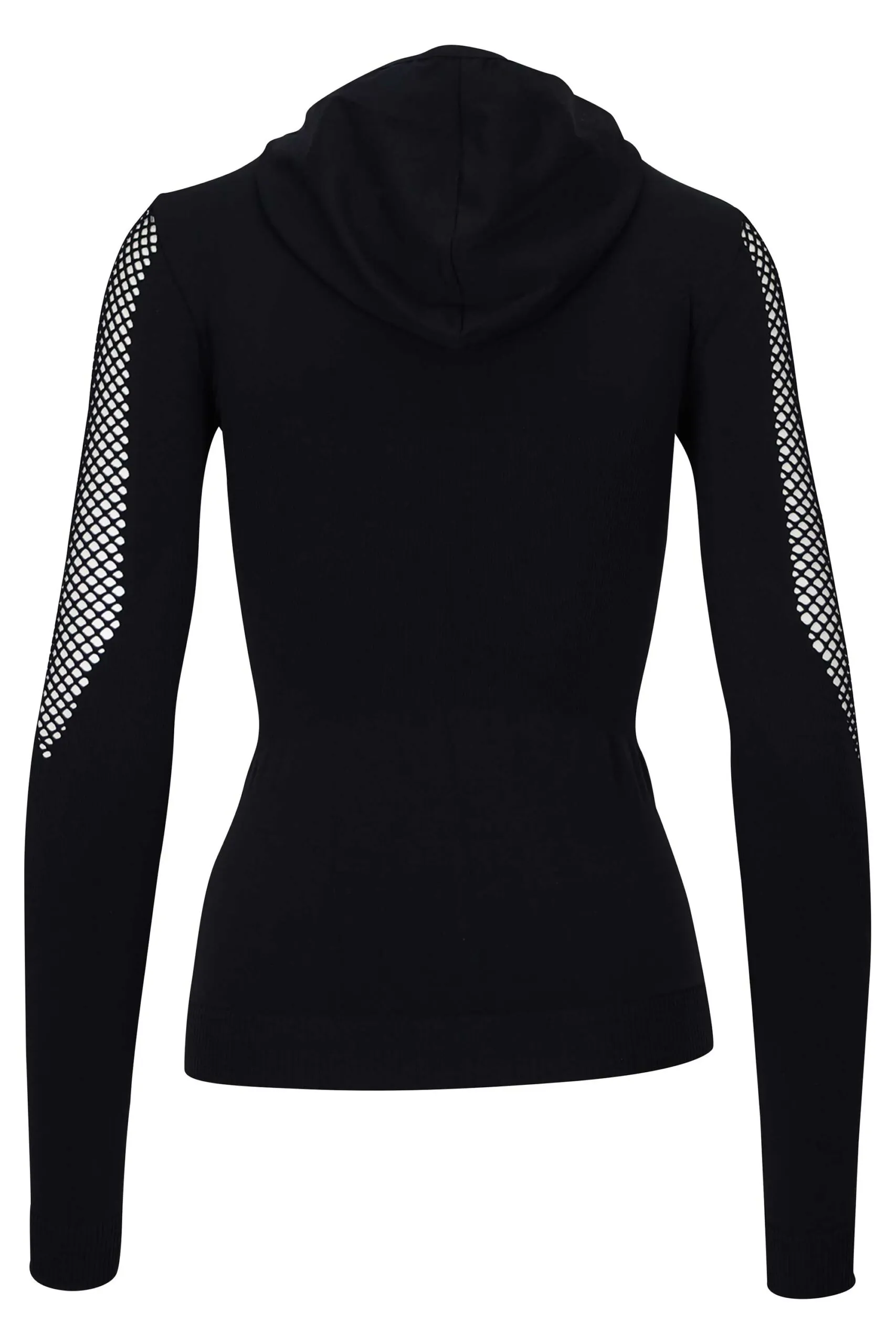 Sudadera negra con logo blanco y malla lateral