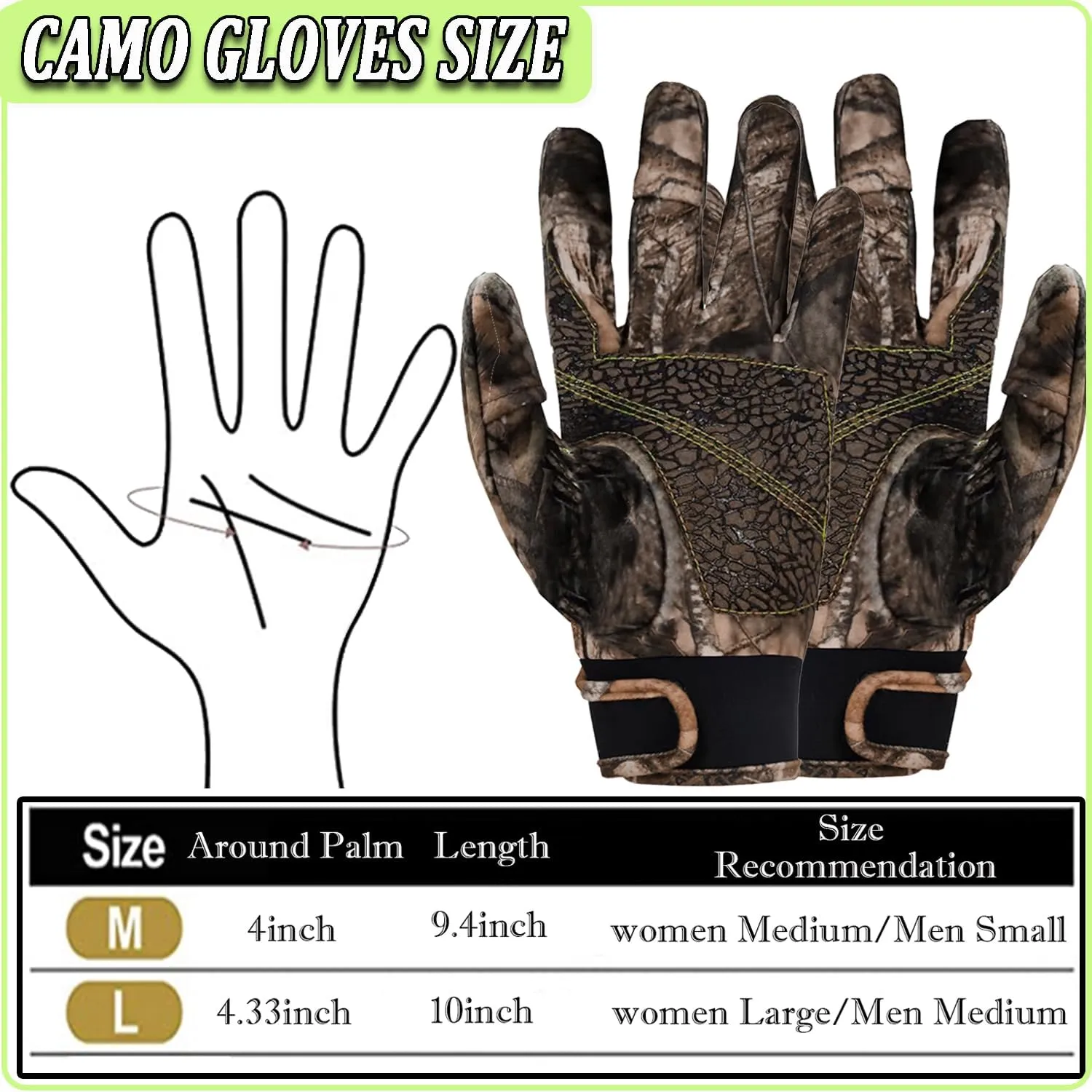 Taeku Guantes de camuflaje ligeros de dedo completo para caza  accesorios de camuflaje  guantes de pesca antideslizantes  acceso
