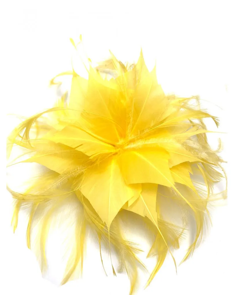 TOCADOS PEQUEÑOS AMARILLOS CON FINAS PLUMAS PARA BODAS