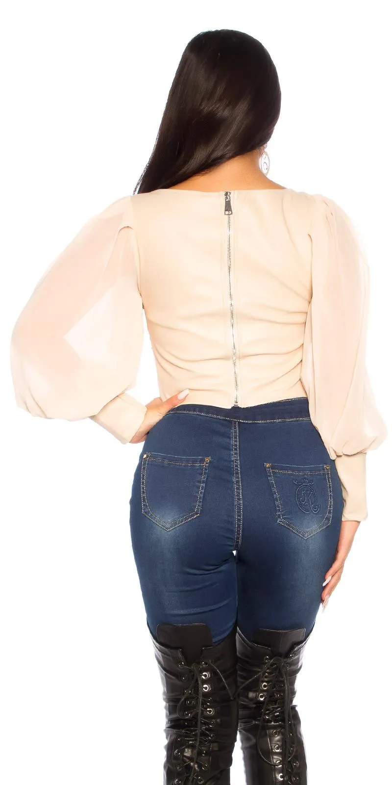 Top cuero de imitación beige