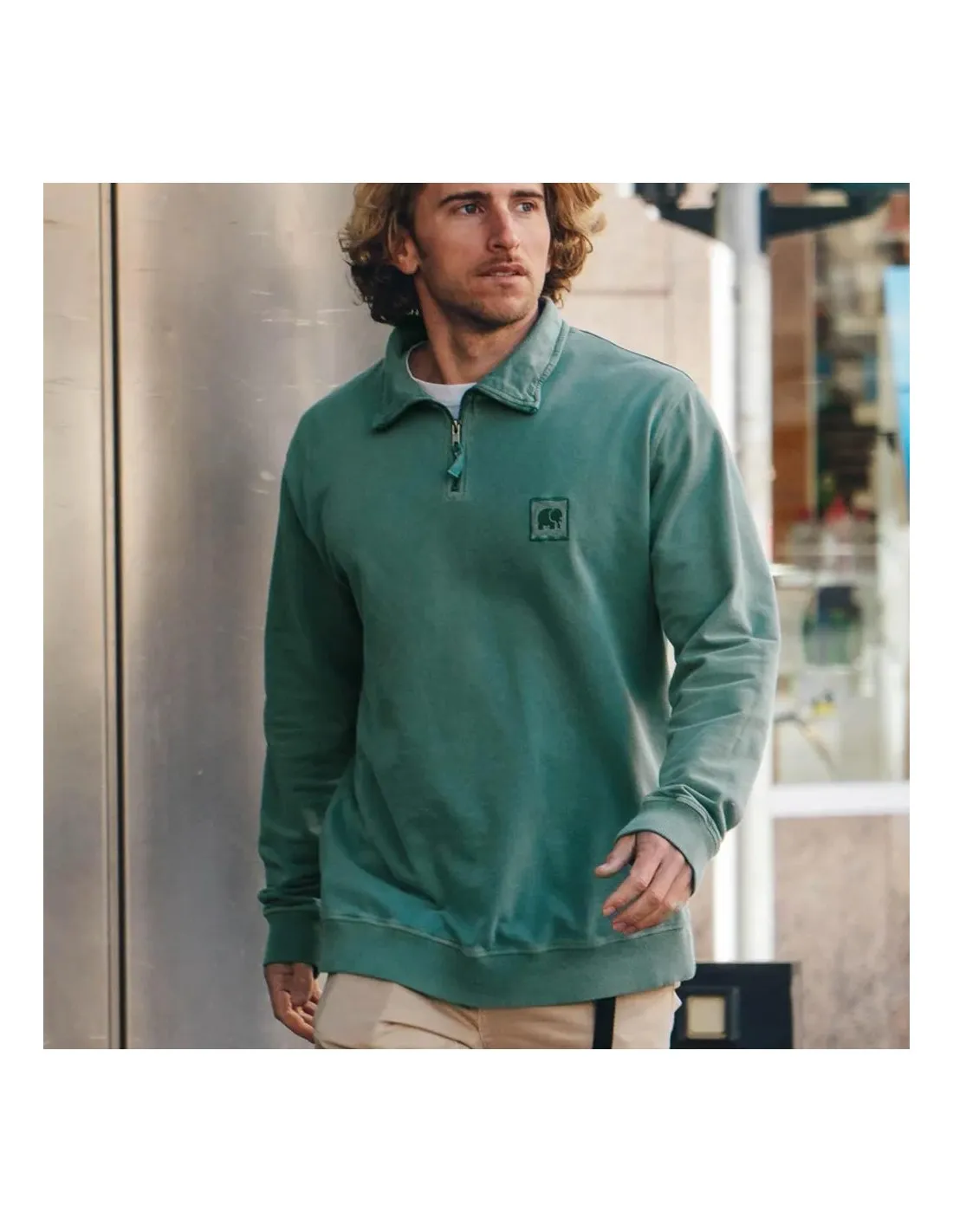 TRENDSPLANT SAUCE LOOPBACK SWEATER FOLIAGE GREEN