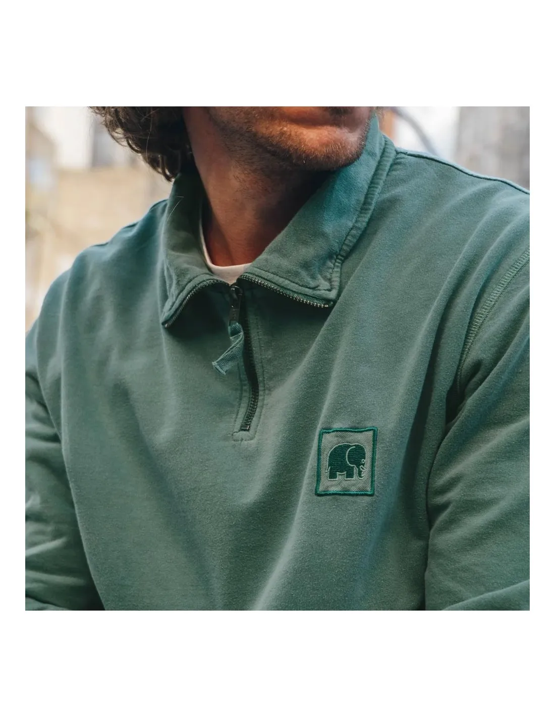 TRENDSPLANT SAUCE LOOPBACK SWEATER FOLIAGE GREEN