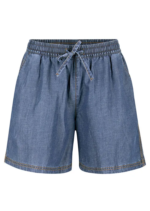 Vaqueros cortos casuales con Tencel ™ Lyocell de corte extra ancho Azul vaquero