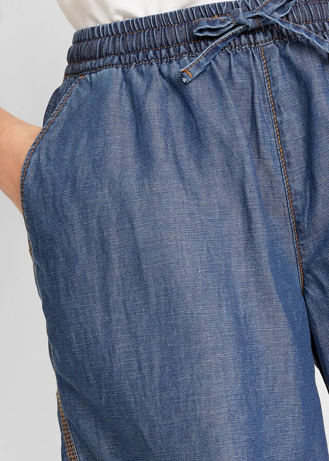 Vaqueros cortos casuales con Tencel ™ Lyocell de corte extra ancho Azul vaquero