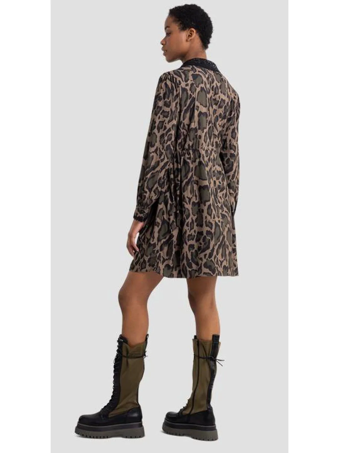 VESTIDO CAMISERO CON ENCAJE  REPLAY