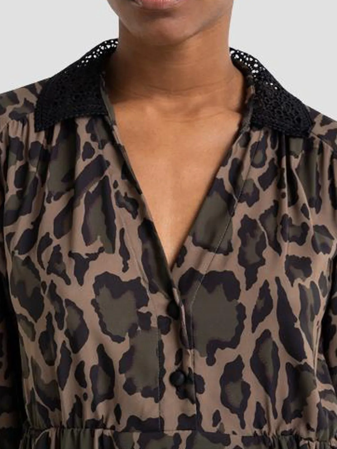 VESTIDO CAMISERO CON ENCAJE  REPLAY