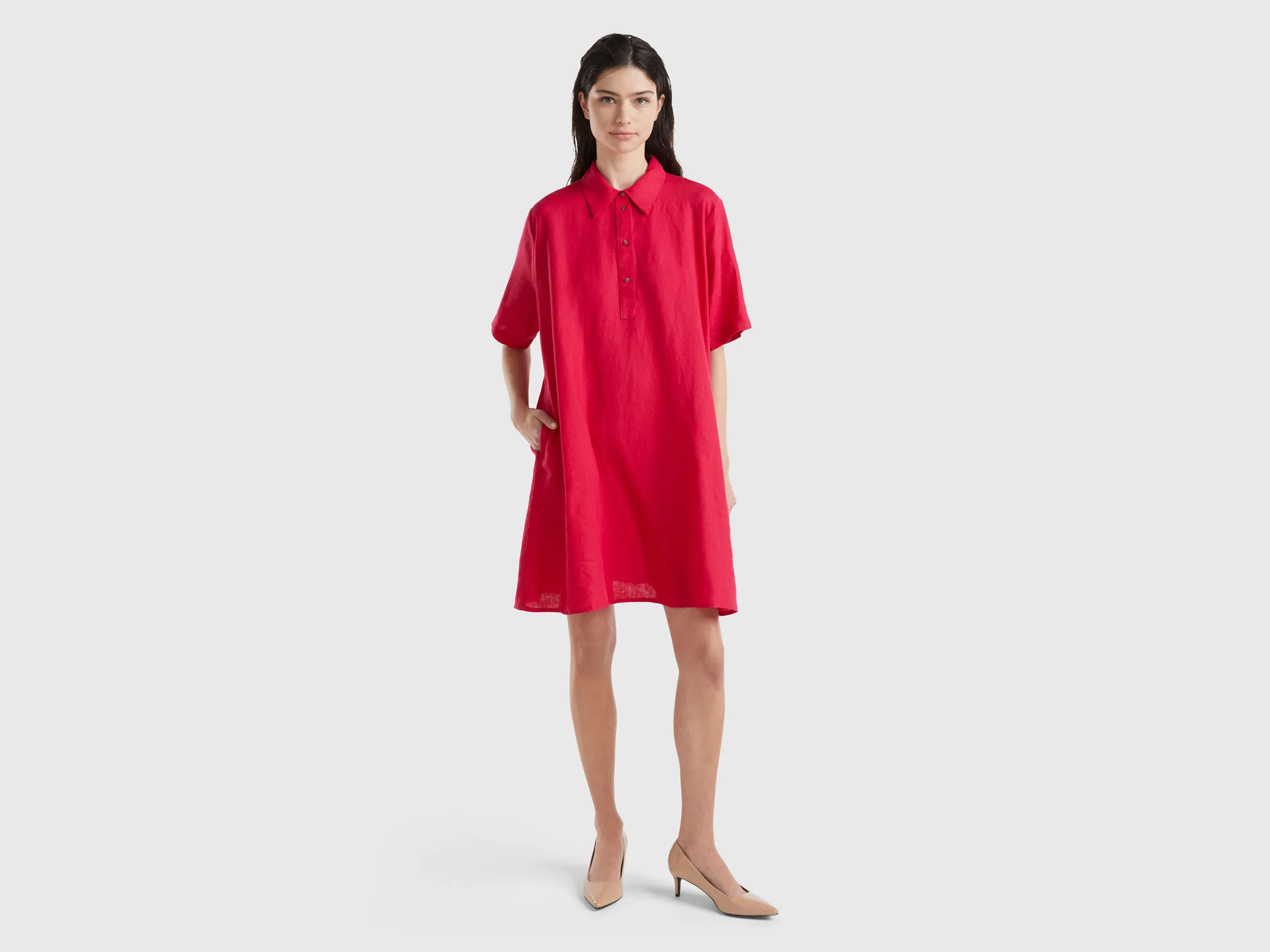 Vestido corto de puro lino