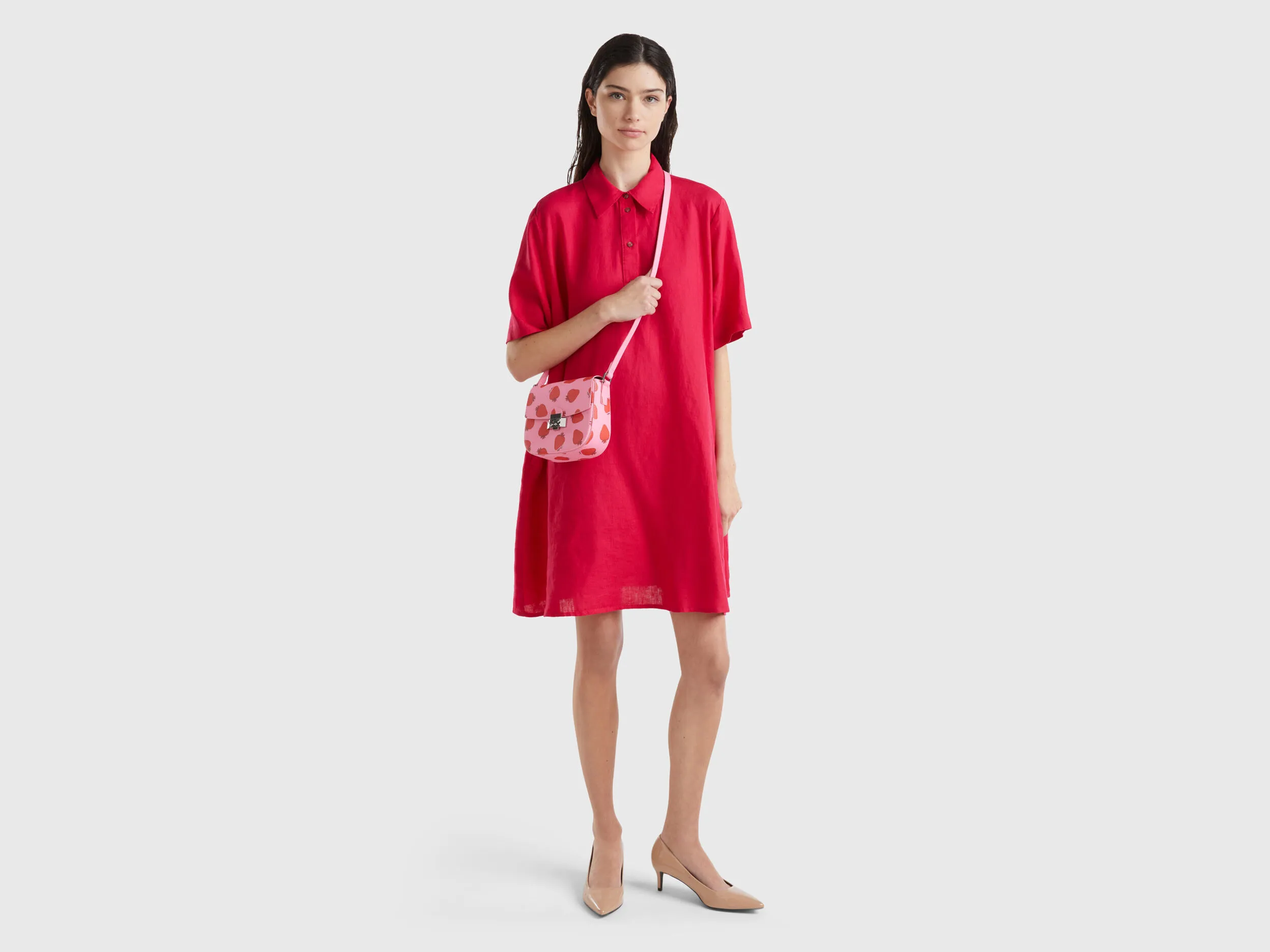 Vestido corto de puro lino