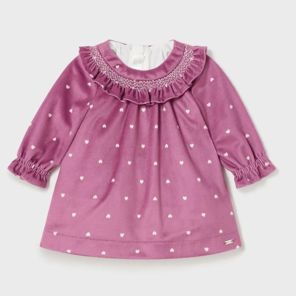 Vestido de bebé Niña Mayoral 2840 BERENJENA CORDONETS