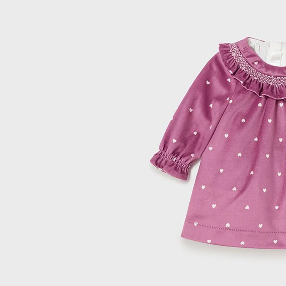 Vestido de bebé Niña Mayoral 2840 BERENJENA CORDONETS