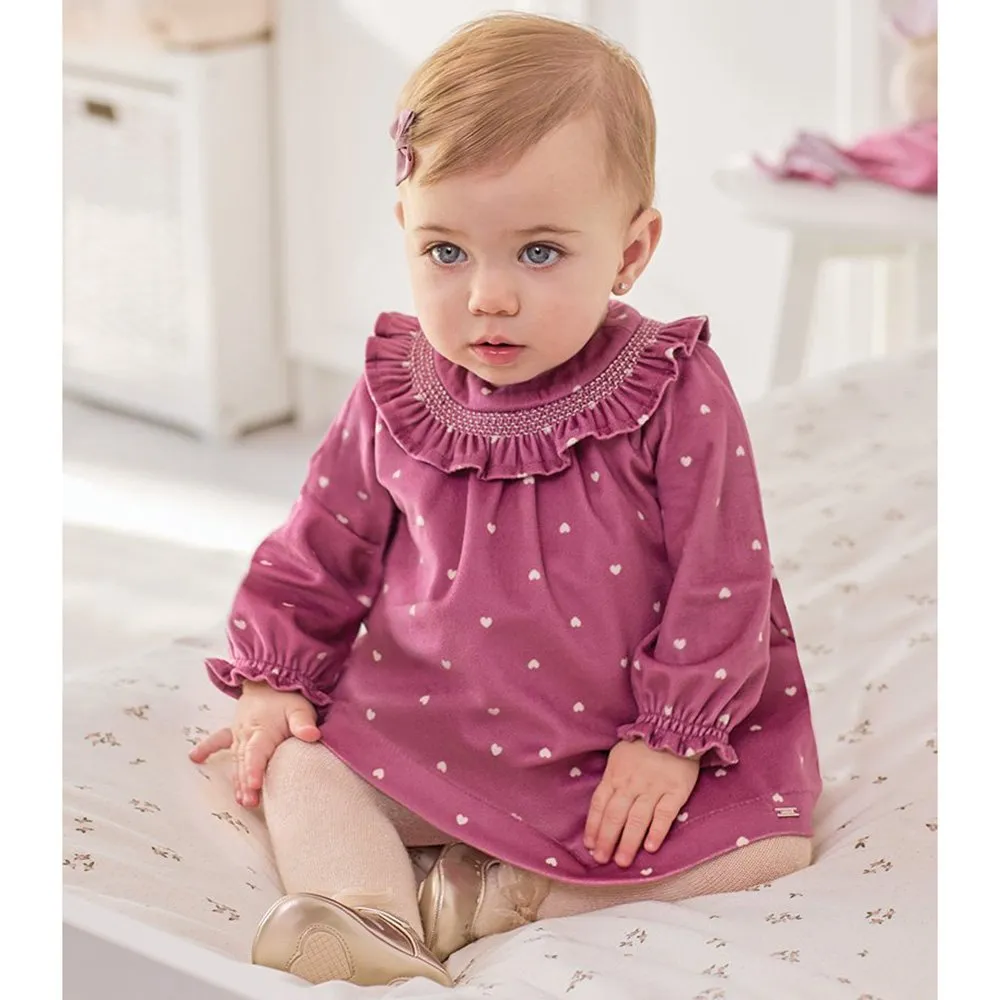 Vestido de bebé Niña Mayoral 2840 BERENJENA CORDONETS