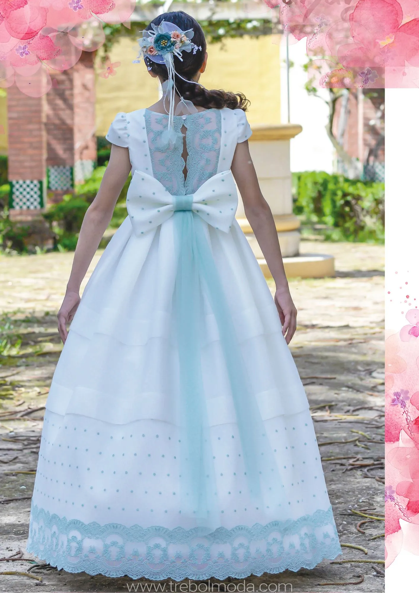 Vestido de comunión con manguitas cortas