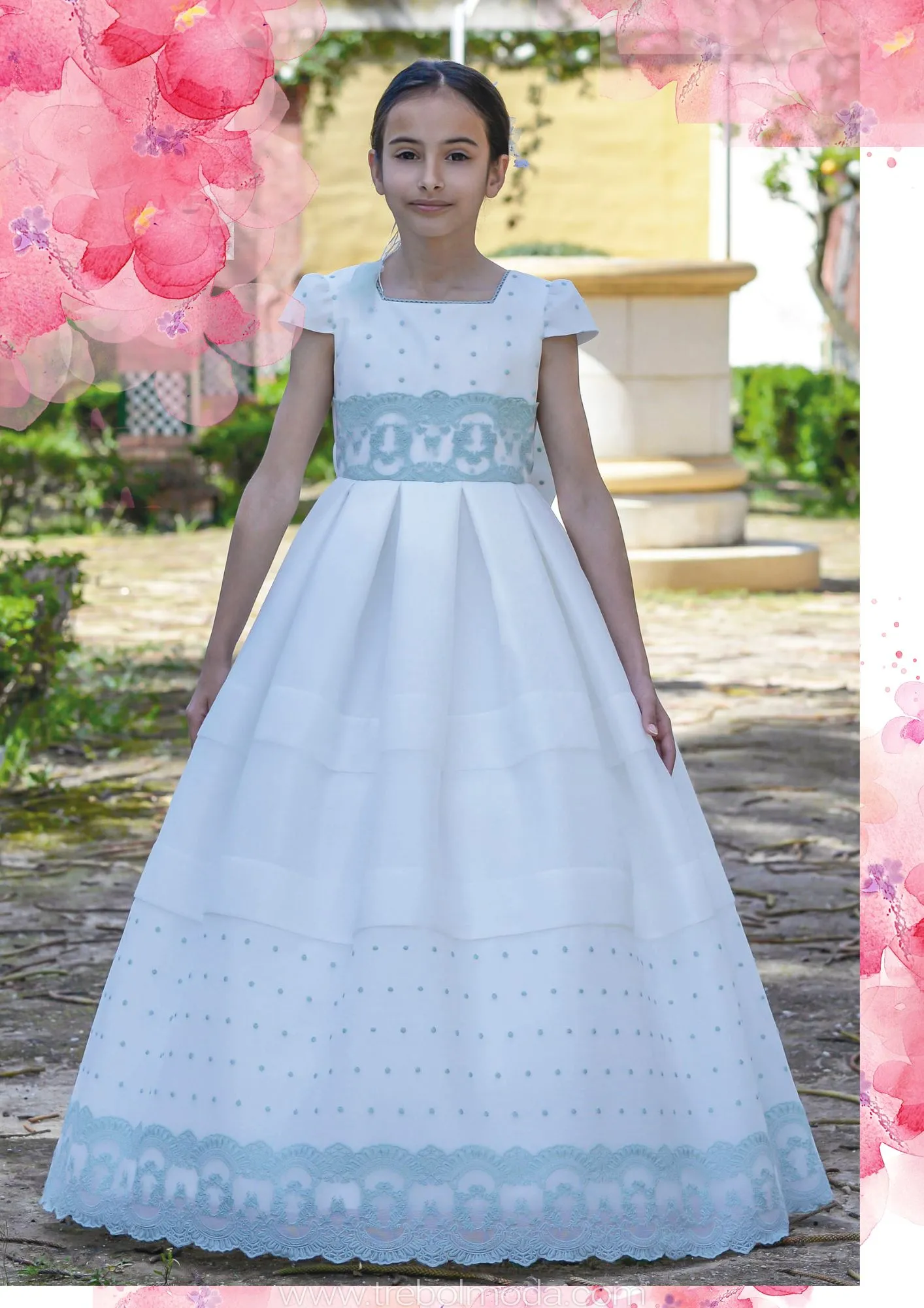 Vestido de comunión con manguitas cortas
