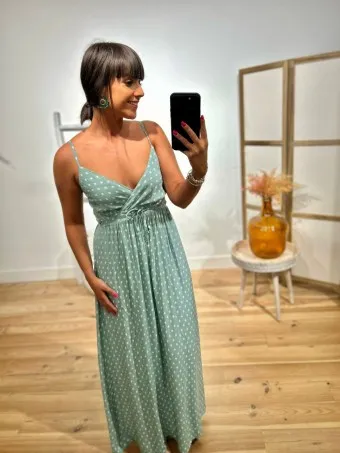 Vestido Largo Estampado ARINOE Aguamarina