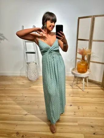 Vestido Largo Estampado ARINOE Aguamarina