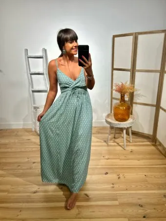 Vestido Largo Estampado ARINOE Aguamarina