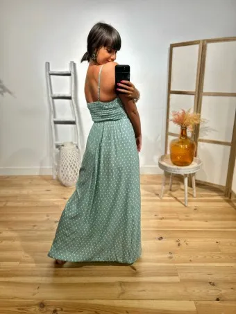 Vestido Largo Estampado ARINOE Aguamarina