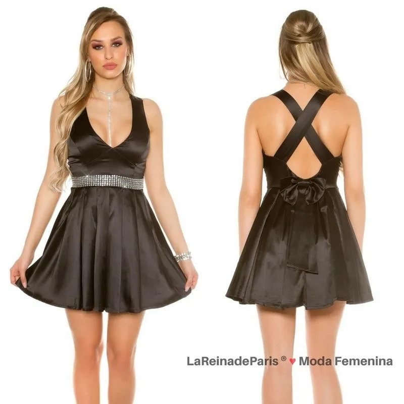 Vestido negro de noche brillante 