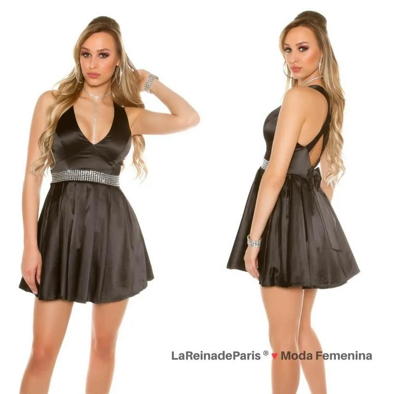 Vestido negro de noche brillante 