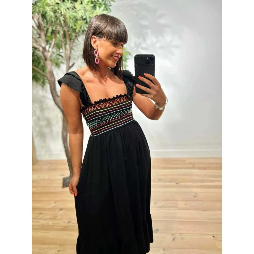 Vestido Nido de Abeja JANDIKE Negro