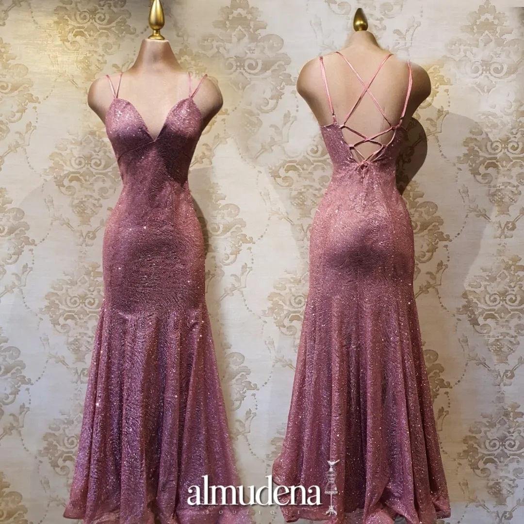 Vestido Rosa Palo Largo Sirena Elegante