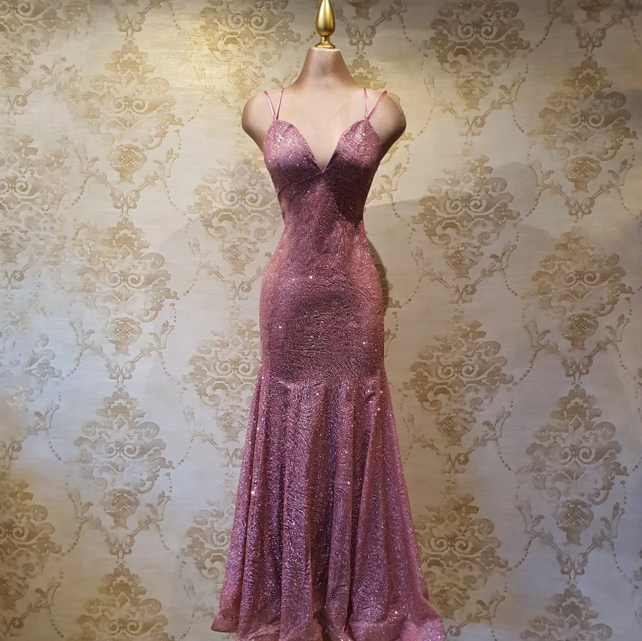 Vestido Rosa Palo Largo Sirena Elegante