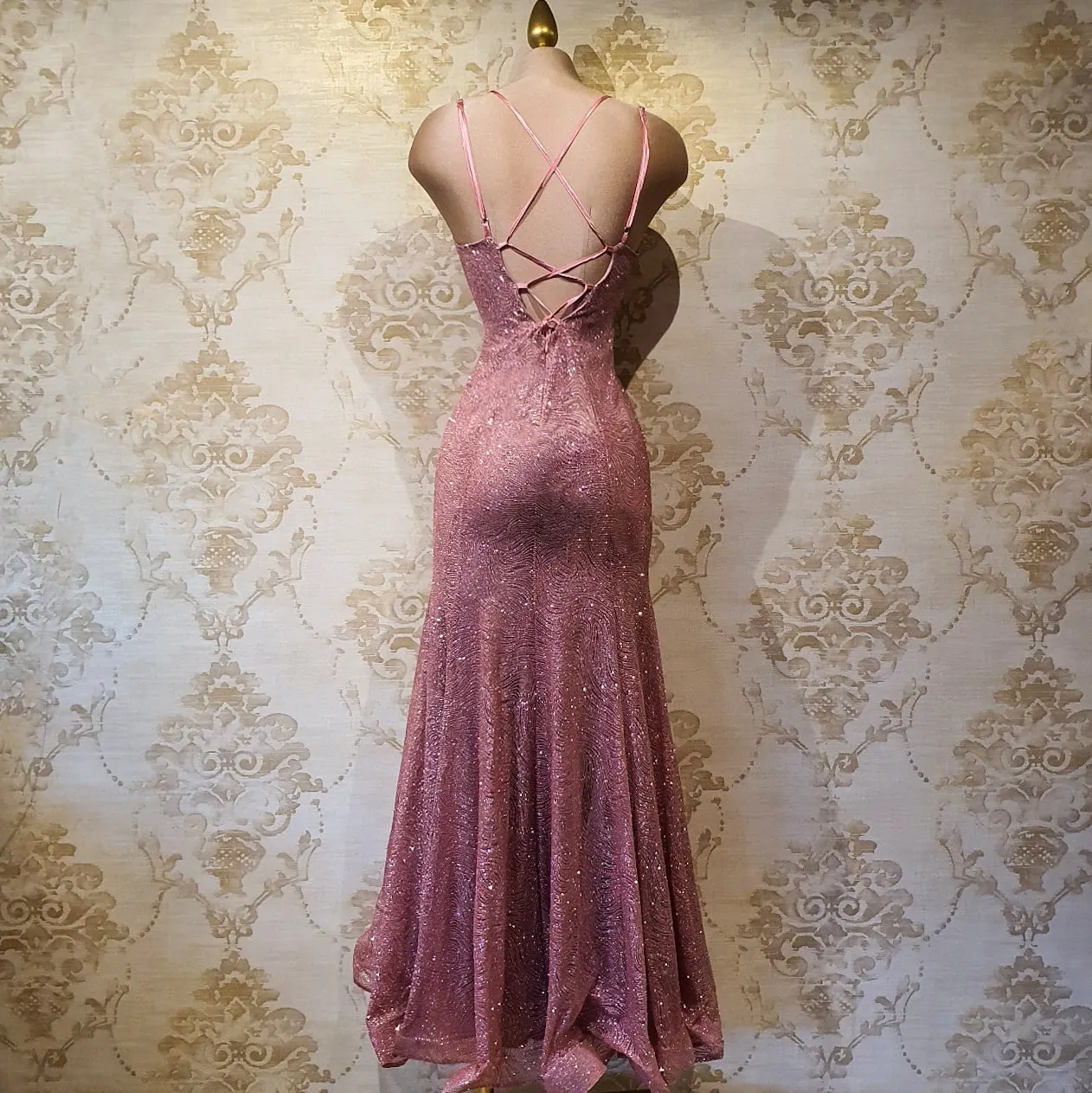 Vestido Rosa Palo Largo Sirena Elegante