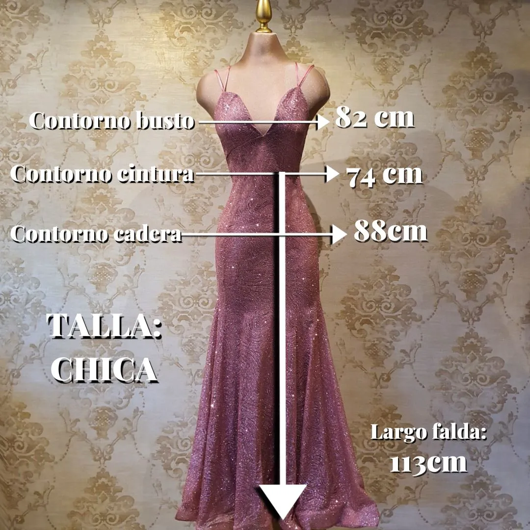 Vestido Rosa Palo Largo Sirena Elegante