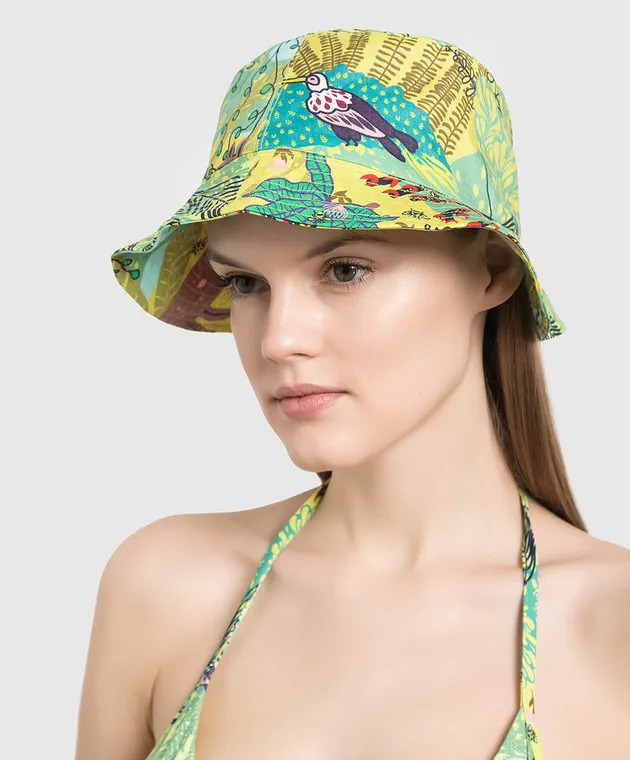 Vilebrequin Beny green linen panama in print