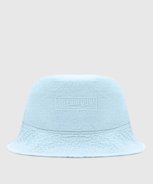 Vilebrequin Blue linen panama with logo embroidery