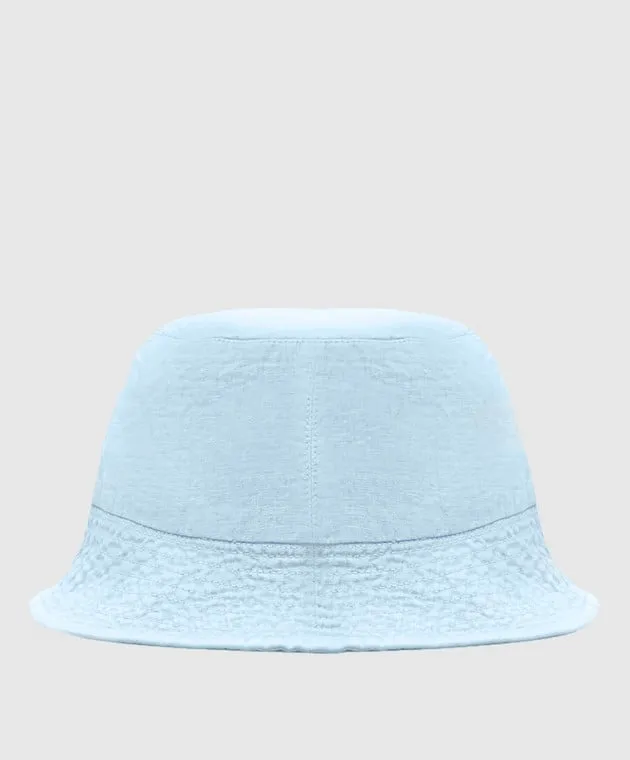 Vilebrequin Blue linen panama with logo embroidery