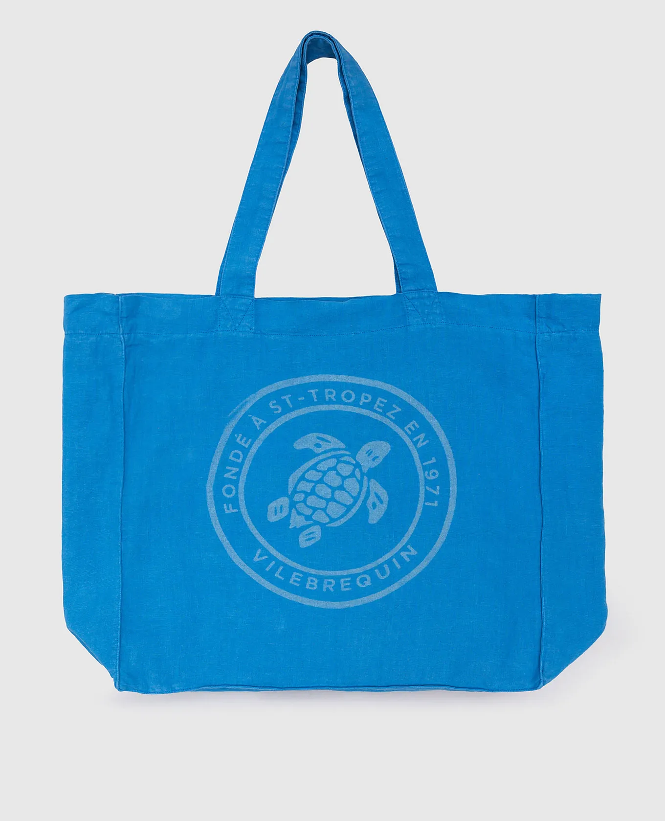 Vilebrequin Turtle Mineral Dye blue linen beach bag